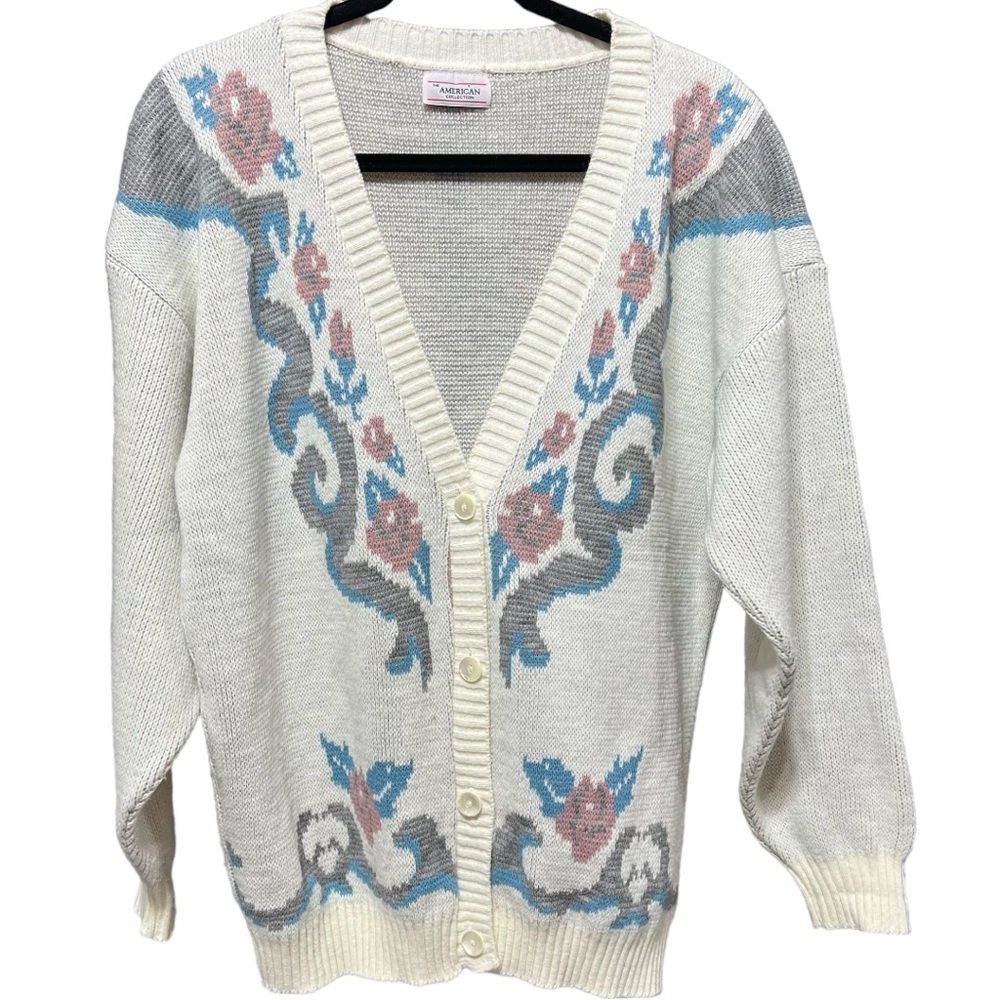 VINTAGE THE AMERICAN COLLECTION Grandma Sweater Women's White Floral